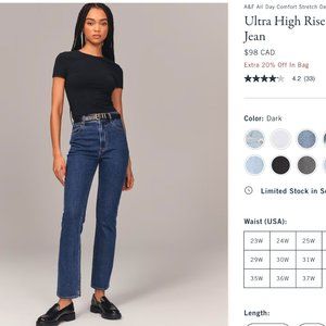 Abercrombie Ultra High Rise Ankle Straight Vintage Blue Wash